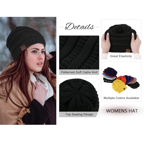 Zando Satin Lined Beanie for Women Men Teen - Slouchy Warm Winter Hat with Hair Protection Sleep Cancer Knit Skull Cap