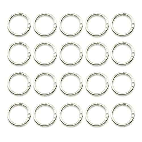 20 Pack 0.75 Inch Keychain Clips£¬Round Small Carabiner Clip for Key, Metal Keyring Hook Buckle Clip (Silver)