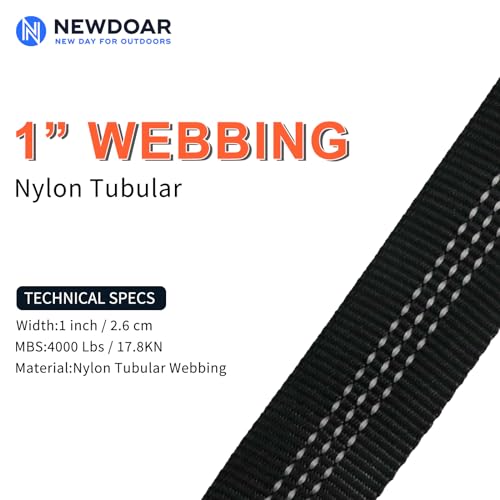 Heavy Duty Nylon Webbing Strap 1 Inch x 5 Yards for Climbing Rescue & Safety - Black