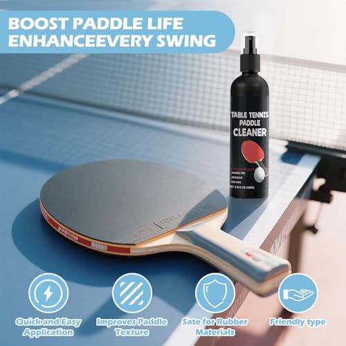 Table Tennis Racket Cleaner Spray & Sponge Kit - Removes Residue & Boosts Spin