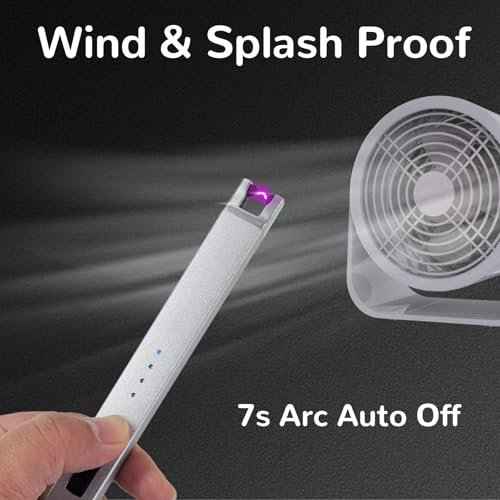 4 Pack Electric Candle Lighter USB Rechargeable Lighters Windproof Plasma Arc Lighters Flameless Type C Long Lighter with Safety Switch for Candle BBQ Camping Birthday Fireworks