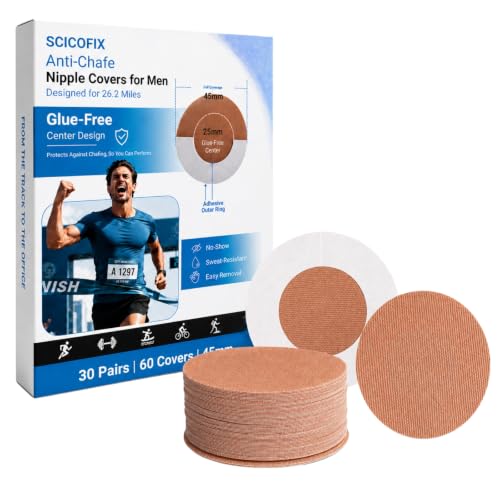 SCICOFIX 60pcs Tan Nipple Covers Men Running Anti-Chafing Tape for Marathon Sports