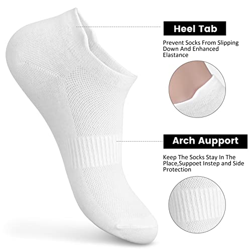 Women's Ankle Cotton Socks - Low Cut Athletic No Show Socks, 6 Pairs, White & Black Colors