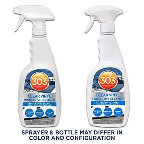 303 Products Marine Clear Protective Cleaner - Cleans and Protects Vinyl and Plastics, Provides Superior UV Protection, Prevents Yellowing and Cracking, 32oz (30215)