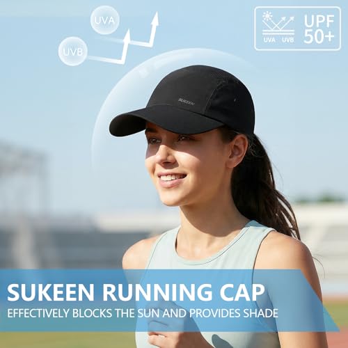 Unstructured Baseball Cap for Women and Men - Lightweight Running Hat - Black