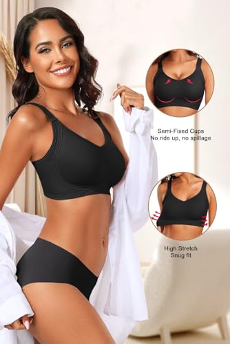 Vertvie Wireless Jelly Bras for Women Support and Lift XX-Large Black