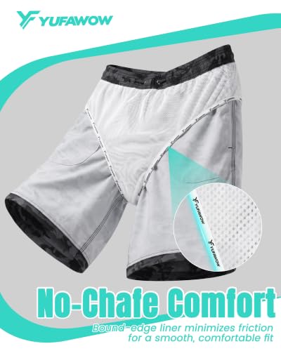 Men's Swim Trunks with Mesh Lining - Quick Dry & Breathable, Black Camo, Large