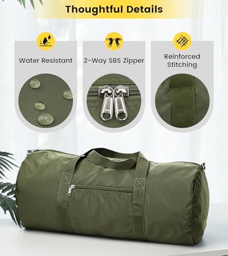 Vorspack 20 Inches Green Foldable Gym Duffel Bag for Men Women