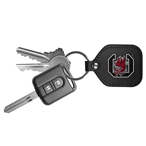 NCAA Leather Square Key Chain - South Carolina Fighting Gamecocks / One Size / Black