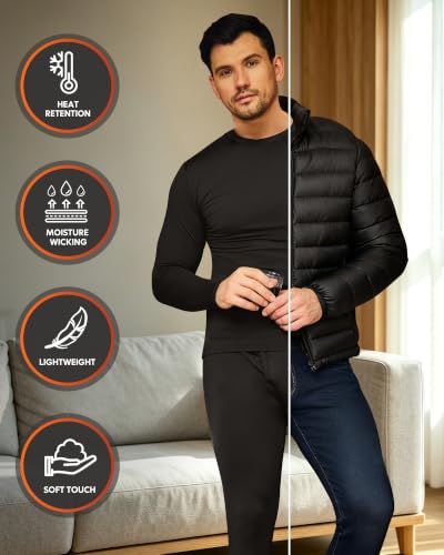 Men's Thermal Long Johns Base Layer Set - Medium / 3#cm-3 Black