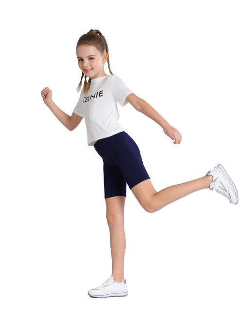 Deuerr Girls 11-12 Years High Rise Modern Activewear Mixed Pattern Black, White Shorts for Yoga, Running, Cycling, Hiking