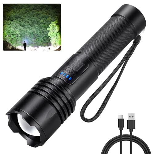 High Lumens Rechargeable LED Flashlight with 3 Modes Waterproof Handheld for Camping Emergency