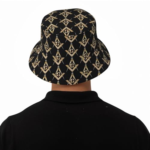 Unisex Masonic Square Bucket Hat for Summer Travel & Outdoor Activities - Packable Sun Protection