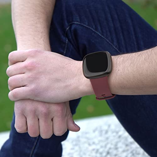 6 Pack Fitbit Versa & Sense Watch Bands - Black, Navy Blue, Gray, Dark Purple, Wine Red, Cactus Large