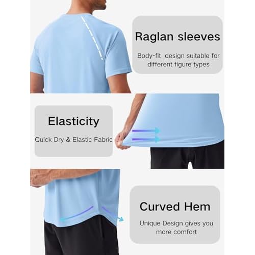 PINSPARK Mens 2 Pack UPF50+ Sun Protection Swim Surf Short Sleeve Athletic Shirts Rash Guard Quick Dry Performance Shirts