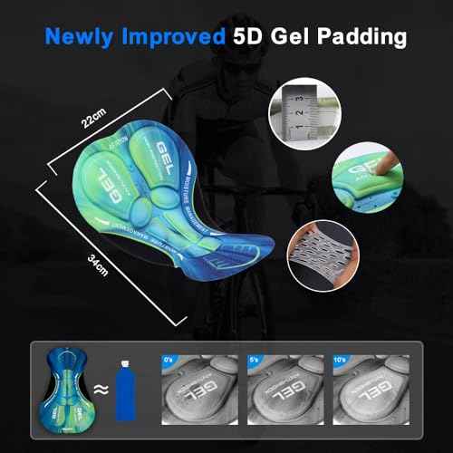 Men's Cycling Underwear Shorts 5D Padded Gel Mountain Bike Bicycle MTB Liner with Breathable, Quick Drying Shockproof