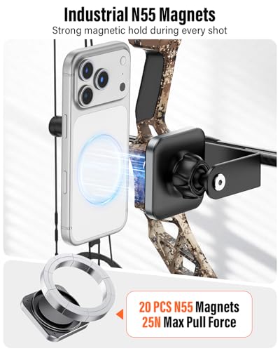 Magnetic Compound Bow Phone Mount - Aluminum Alloy Archery Phone Holder