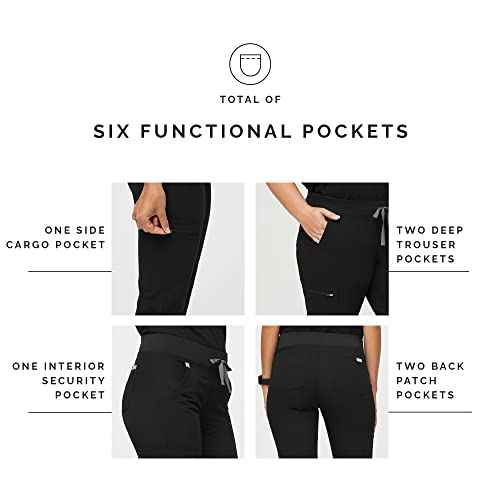 FIGS Zamora Jogger Scrub Pants for Women ? Slim Fit, 6 Pockets, Yoga Waistband, Ribbed Ankle Cuffs, Anti-Wrinkle