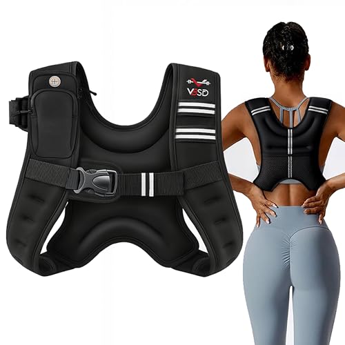 Weighted Vest for Women Men 6LB Black Adjustable Body Weight Vest for Fitness
