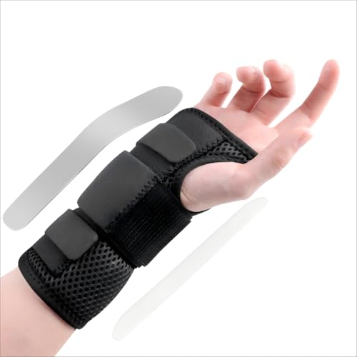 Carpal Tunnel Wrist Brace Night Support Left or Right Hand - Medium Black - iStabo