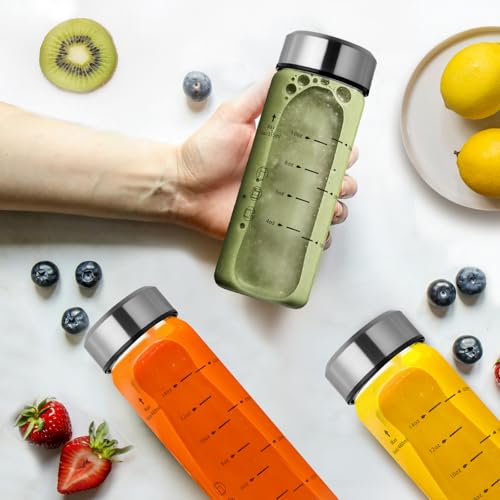 Clear 16oz Glass Juice Bottles - Pack of 4 with Stainless Steel Lids, BPA-Free