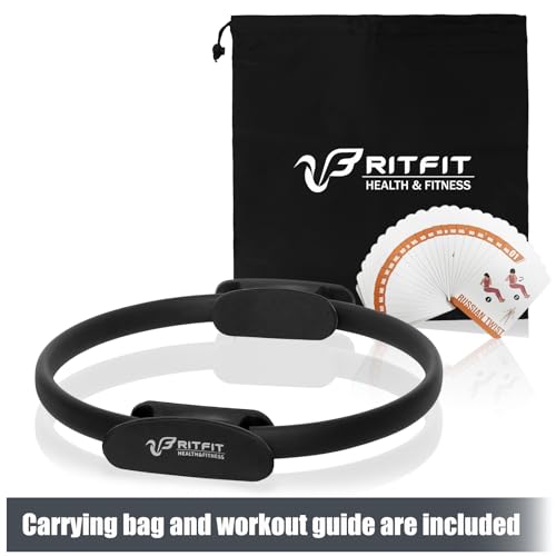 RitFit 14-Inch Pilates Ring Fitness Circle with Handles - Black