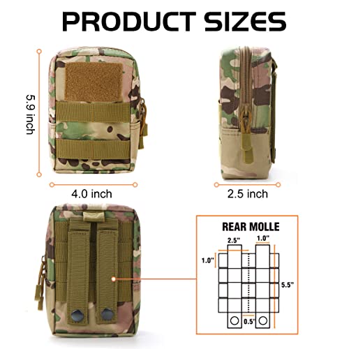 Combo Tactical Molle Pouch Set with Water Bottle Holder - Black+Pink