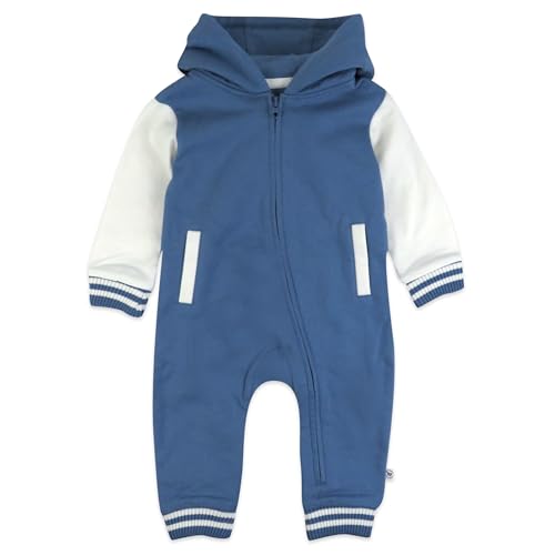 Baby Boys Hoodie Coverall - Team Varsity Organic Cotton Newborn Blue