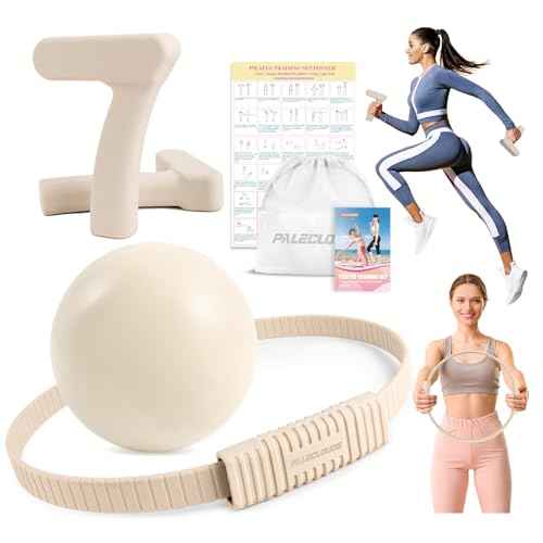Pilates Ring Set, Pilates Essential Kit with Pilates Ring and Ball, 2.2lb *2 Ergonomic 7-Shaped Dumbbells, Portable Bag & Training Poster, at Home Workouts Pilates Sets for Women
