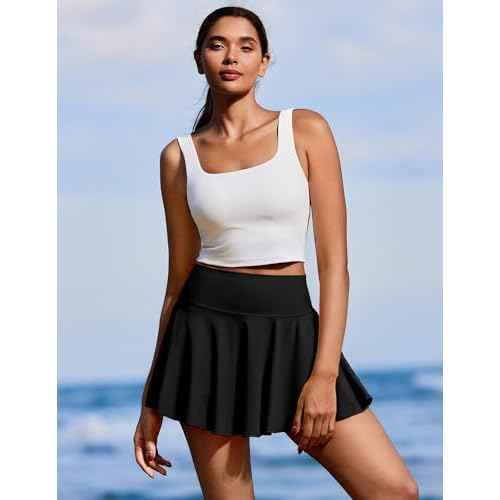 PINSPARK Womens Tennis Skirt Pleated Athletic Skirts with Pockets Shorts High Waisted Golf Skort for Workout Pickleball
