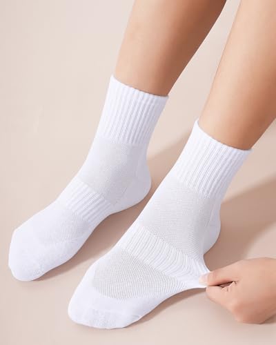 Kids Athletic Cushioned Ankle Socks - 7-10 Years, White - Pack of 6 Pairs
