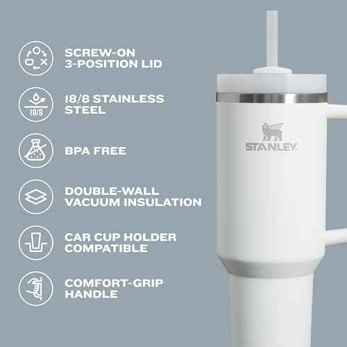 STANLEY Quencher H2.0 Tumbler with Handle and Straw 40 oz | Flowstate 3-Position Lid | Cup Holder Compatible for Travel | Insulated Stainless Steel Cup | BPA-Free | Shale