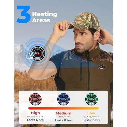 KEMIMOTO Mens Heated Camo Vest with 12V 20000mAh Battery, Silent Fabric for Hunting Hiking