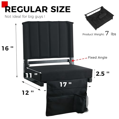 SPORT BEATS Stadium Seats with Back Support Bleacher Chairs with Back and Cushion Thick Padded Bleacher Seats Includes Shoulder Strap