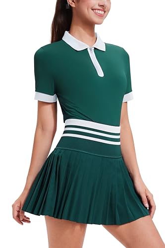 Women’s Tennis Skirt Set - Green High Waisted Golf Outfit Two-Piece