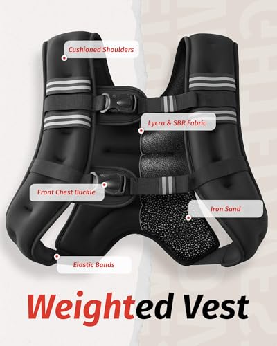 16lb Weighted Vest for Workout & Running - Black - Reflective Stripe