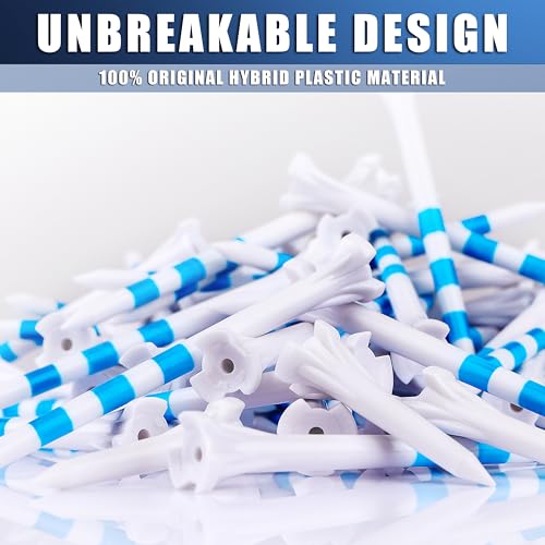 Golf Tees 3-1/4 Inch Pack of 100 - Premium 3-Prong Plastic Stability & Long Distance