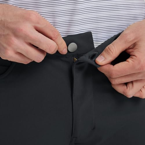Men's Golf Pants Lightweight Moisture-Wicking Stretch Flat Front Casual Dress Pants - Black 34W x 32L