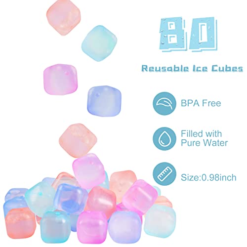 Color-Changing Reusable Ice Cubes for Drinks, 80 Pack - Variation: Color-changing / 80Pack