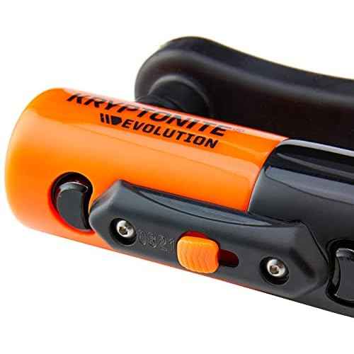 Kryptonite Evolution Compact Disc Lock, 13mm Hardened Max-Performance Steel Shackle, Sold Secure Gold and Art 4-Star, High-Security Anti-Theft Orange Bike Lock, Includes 3 Stainless Steel Keys