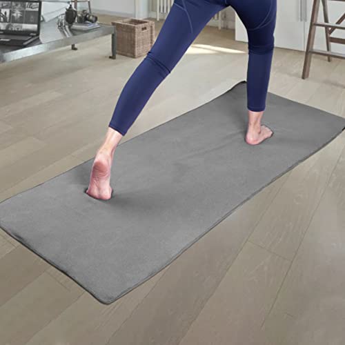 Polyte Microfiber Yoga Towel - Non Slip, 24x72 in, Gray