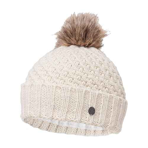 Roxy Women's Blizzard Beanie - Chunky Knit Winter Hat with Faux Fur Pom, Fleece-Lined