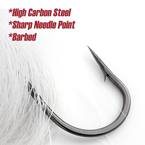 Dr.Fish 3 Pack Bucktail Jig Saltwater Fishing Jig Buck Tail Hair Lure Surf Fishing Bass/Striper/Mackerel/Halibut/Flouder Lure 1oz