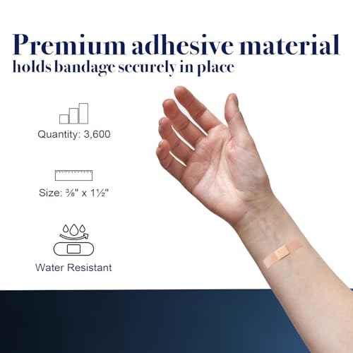 Dynarex 3608 Sheer Plastic Adhesive Bandage, Sterile, 3/8" x 1 1/2", Pack of 3600