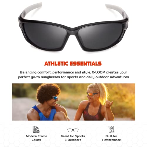 Polarized Wrap-Around Sports Sunglasses for Men Women UV400 Black White Smoke