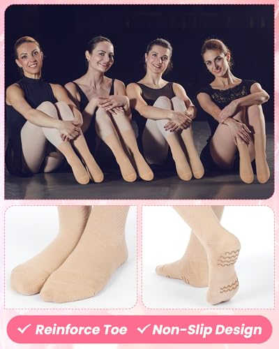 Jecery Ballet Dance Non-Slip Socks Medium Nude Pair - Comfortable & Flexible