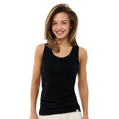Medium Black Merino Wool Tank Top Women - Active Sleeveless Base Layer