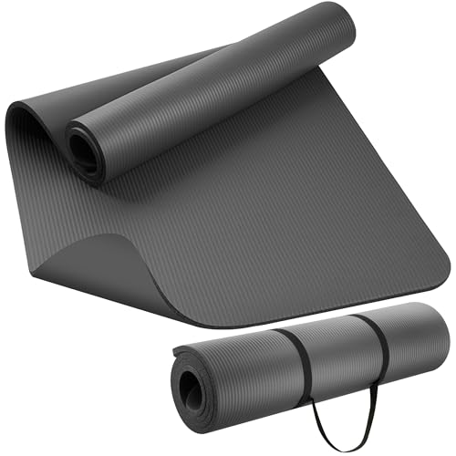 Grey Extra Thick 15mm NBR Yoga Mat 72x32 Inch Non-Slip Exercise & Pilates Mat