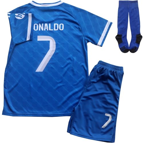 Kids Soccer Jersey Set with Socks and Shorts - Blue / 26 (8-9 Years) | Youth Football Uniform
