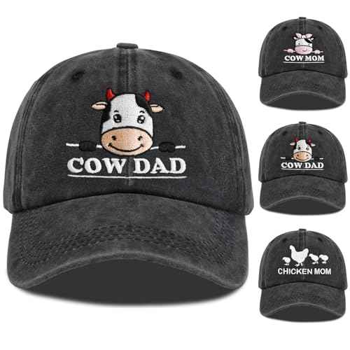 Chicken Mom Hat, Chicken Cow Farms Gifts, Cow Mom/Dad Baseball Hat Adjustable Embroidered Farmer Baseball Cap